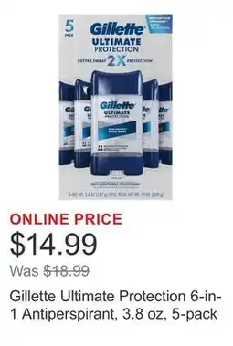 Costco Gillette Ultimate Protection 6-in-1 Antiperspirant, 3.8 oz, 5-pack offer