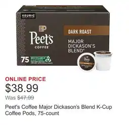 Costco Peet's Coffee Major Dickason's Blend K-Cup Coffee Pods, 75-count offer