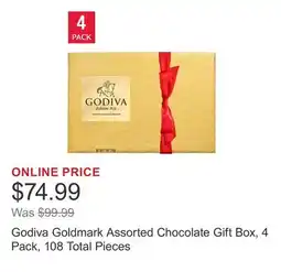 Costco Godiva Goldmark Assorted Chocolate Gift Box, 4 Pack, 108 Total Pieces offer