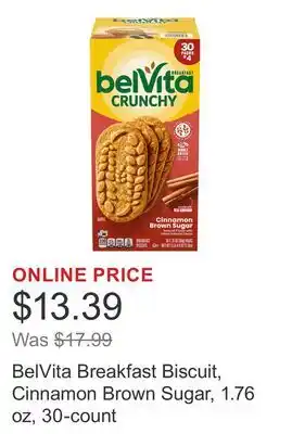 Costco BelVita Breakfast Biscuit, Cinnamon Brown Sugar, 1.76 oz, 30-count offer
