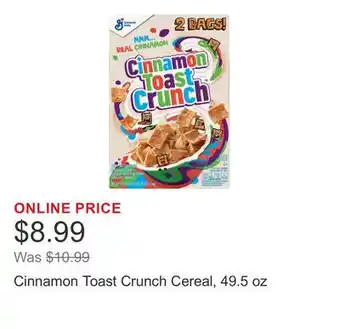 Costco Cinnamon Toast Crunch Cereal, 49.5 oz offer