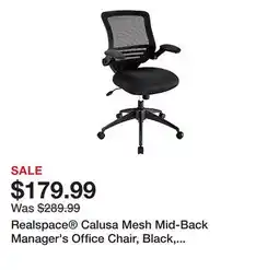 Office Depot Realspace Calusa Mesh Mid-Back Manager's Office Chair, Black, BIFMA Compliant offer