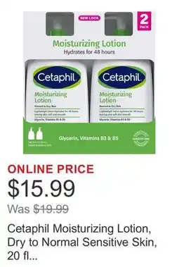 Costco Cetaphil Moisturizing Lotion, Dry to Normal Sensitive Skin, 20 fl oz, 2-count offer