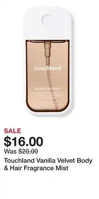 Ulta Beauty Touchland Vanilla Velvet Body & Hair Fragrance Mist offer