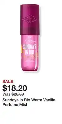 Ulta Beauty Sundays in Rio Warm Vanilla Perfume Mist offer