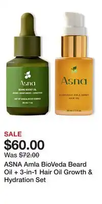 Ulta Beauty ASNA Amla BioVeda Beard Oil + 3-in-1 Hair Oil Growth & Hydration Set offer
