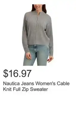 Costco Nautica Jeans Women's Cable Knit Full Zip Sweater offer
