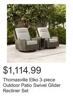 Costco Thomasville Elko 3-piece Outdoor Patio Swivel Glider Recliner Set offer