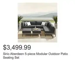 Costco Sirio Aberdeen 5-piece Modular Outdoor Patio Seating Set offer
