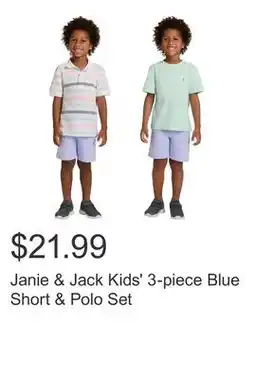 Costco Janie & Jack Kids' 3-piece Blue Short & Polo Set offer