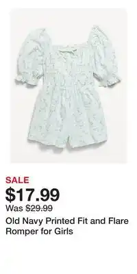 Old Navy Old Navy Printed Fit and Flare Romper for Girls offer