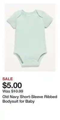 Old Navy Old Navy Short-Sleeve Ribbed Bodysuit for Baby offer