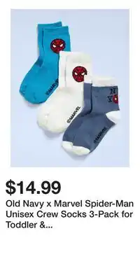 Old Navy Old Navy x Marvel Spider-Man Unisex Crew Socks 3-Pack for Toddler & Baby offer