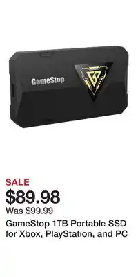 Game Stop GameStop 1TB Portable SSD for Xbox, PlayStation, and PC offer