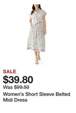 Belk Women's Short Sleeve Belted Midi Dress offer
