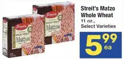 Albertsons Streit's Matzo Whole Wheat offer