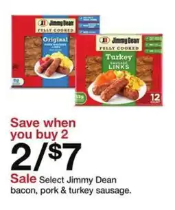 Target Select Jimmy Dean bacon, pork & turkey sausage offer