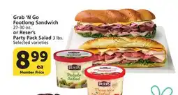 Vons Grab'N Go Footlong Sandwich 27-30 oz. or Reser's Party Pack Salad 3 lbs offer