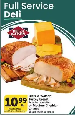 Vons Dietz & Watson Turkey Breast Selected varieties or Medium Cheddar Cheese offer