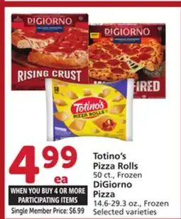 Vons Totino's Pizza Rolls 50 ct., Frozen DiGiorno Pizza 14.6-29.3 oz offer