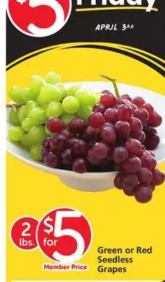 Vons Green or Red Seedless Grapes offer