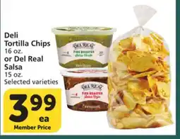 Vons Deli Tortilla Chips 16 oz. or Del Real Salsa 15 oz offer