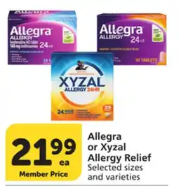 Vons Allegra or Xyzal Allergy Relief offer
