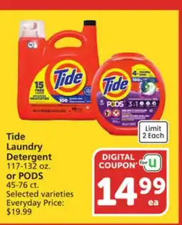 Vons Tide Laundry Detergent 117-132 oz. or PODS 45-76 ct offer