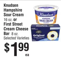 Smart & Final Knudsen Hampshire Sour Cream or First Street Cream Cheese Bar offer