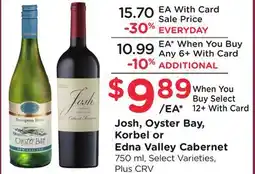 Ralphs Josh, Oyster Bay, Korbel or Edna Valley Cabernet offer