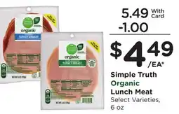 Ralphs Simple Truth Organic Lunch Meat offer