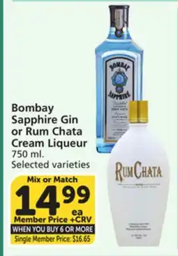 Albertsons Bombay Sapphire Gin or Rum Chata Cream Liqueur offer