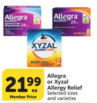Albertsons Allegra or Xyzal Allergy Relief offer
