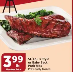 Albertsons St. Louis Style or Baby Back Pork Ribs offer