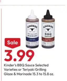 Stater Bros Kinder's BBQ Sauce Selected Varieties or Teriyaki Grilling Glaze & Marinade offer
