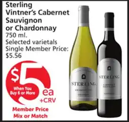 Albertsons Sterling Vintner's Cabernet Sauvignon or Chardonnay offer