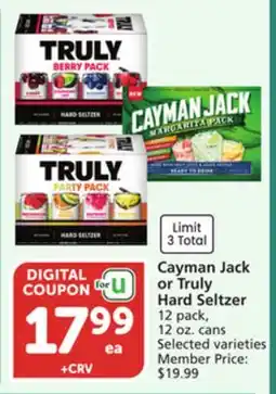 Albertsons Cayman Jack or Truly Hard Seltzer offer