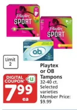 Albertsons Playtex or OB Tampons offer