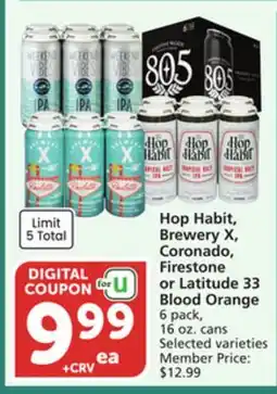 Albertsons Hop Habit, Brewery X, Coronado, Firestone or Latitude 33 Blood Orange offer
