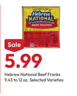 Stater Bros Hebrew National Beef Franks offer