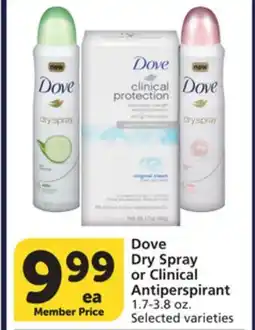 Albertsons Dove Dry Spray or Clinical Antiperspirant offer