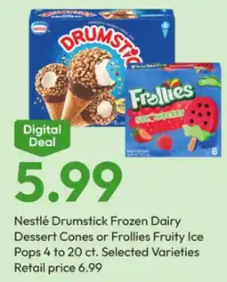 Stater Bros Nestlé Drumstick Frozen Dairy Dessert Cones or Frollies Fruity Ice Pops offer
