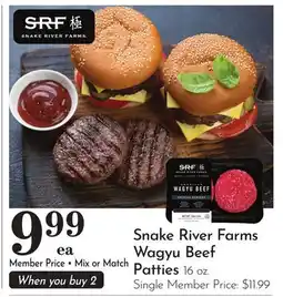 Pavilions Snake River Farms Wagyu Beef Patties offer