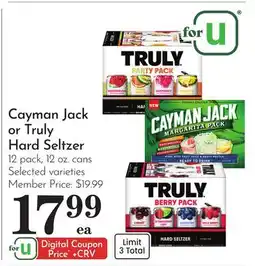 Pavilions Cayman Jack or Truly Hard Seltzer offer