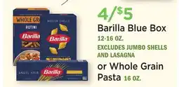 Heinen's Barilla Blue Box 12-16 OZ. or Whole Grain Pasta 16 OZ offer