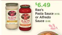 Heinen's Rao's Pasta Sauce 24 OZ. or Alfredo Sauce 15 OZ offer