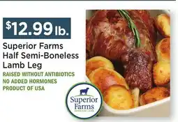 Heinen's Superior Farms Half Semi-Boneless Lamb Leg offer