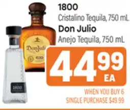 Tony’s Fresh Market 1800 Cristalino Tequila, 750 mL Don Julio Anejo Tequila, 750mL offer