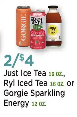 Heinen's Just Ice Tea 16 OZ., Ryl Iced Tea 16 OZ or Gorgie Sparkling Energy 12 OZ offer