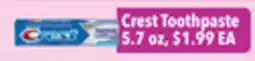 Tony’s Fresh Market Crest Toothpaste offer